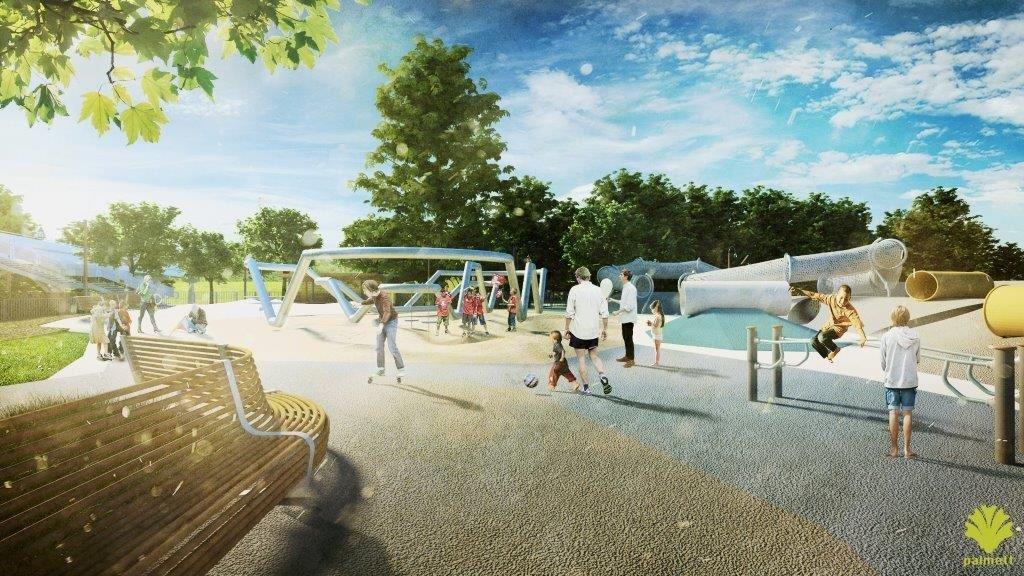 widok na nowy park w Oświęcimiu