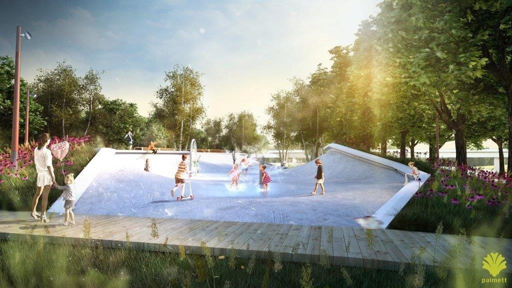 widok na nowy park w Oświęcimiu