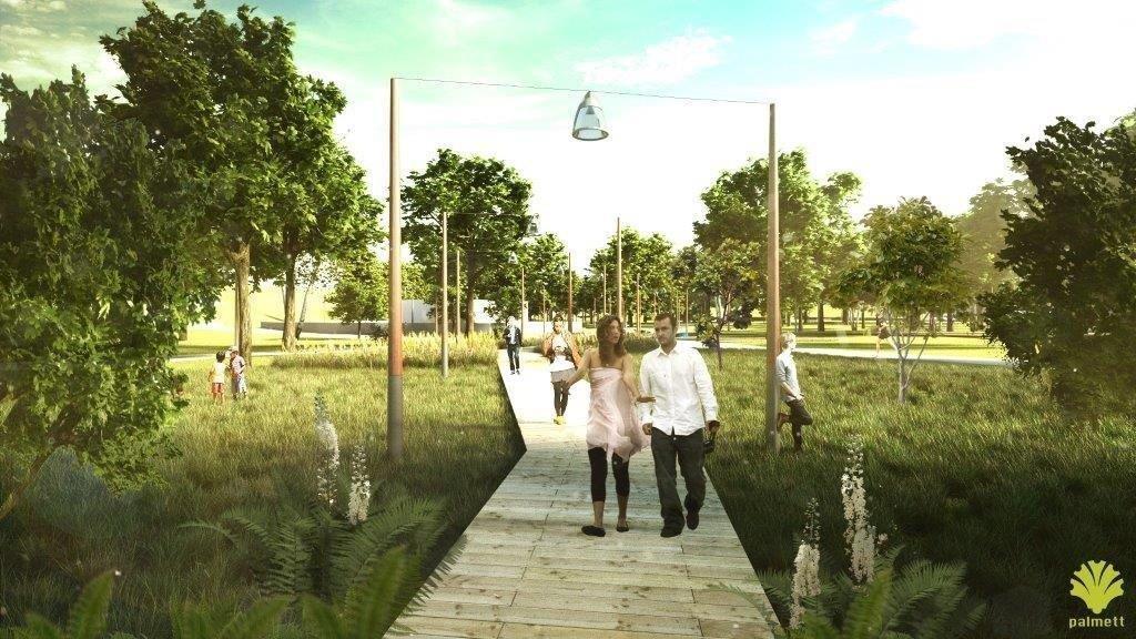 widok na nowy park w Oświęcimiu