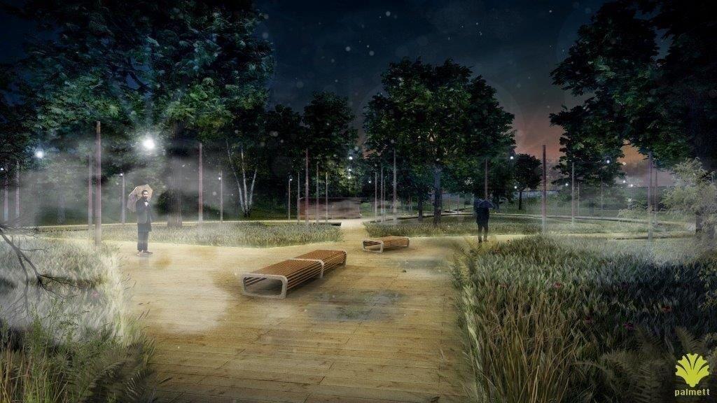 widok na nowy park w Oświęcimiu