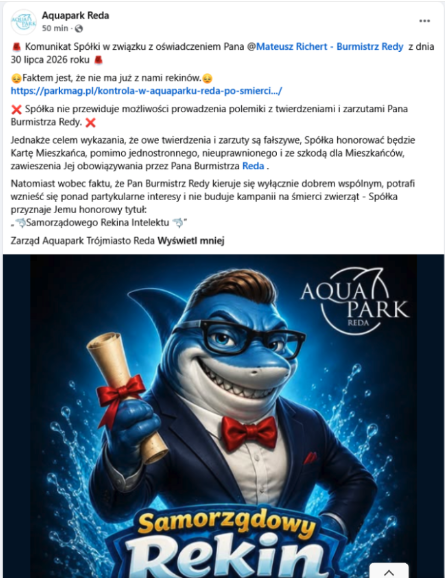 Kryzys wizerunkowy w Aquaparku Reda